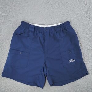 AFTCO Fishing Shorts Mens 40 Navy Blue Nylon Cargo Elastic Waist Quick Dry Sport